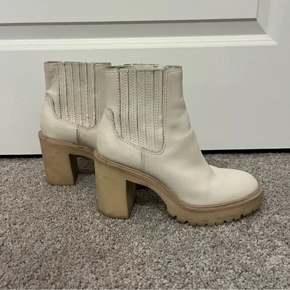 Dolce Vita Cream Heeled Boots - Picture 3 of 5